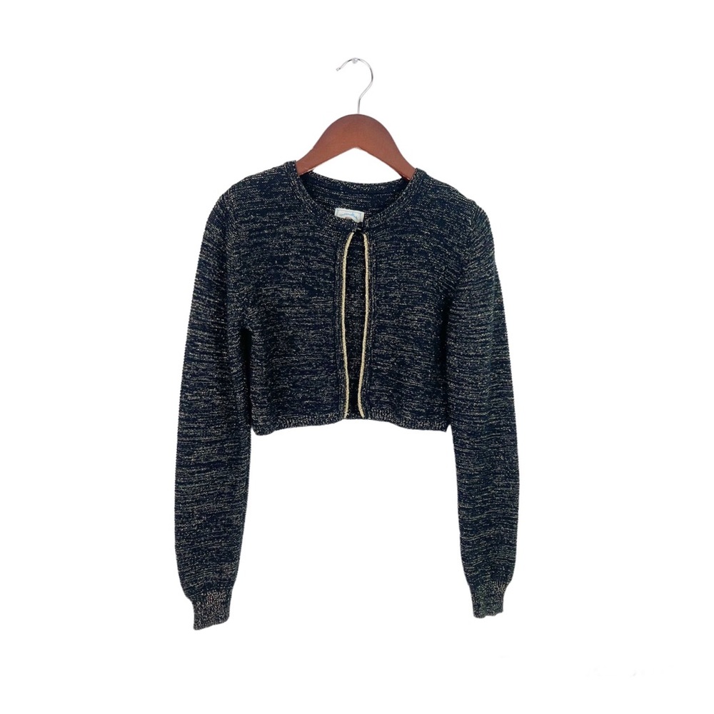 Marmellata Black Metallic Cropped Cardigan Girls 12